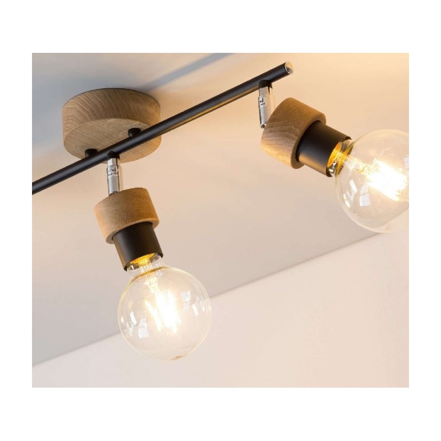 Bodové svítidlo MARJOLAINE 3xE27/25W/230V dub – FSC certifikováno