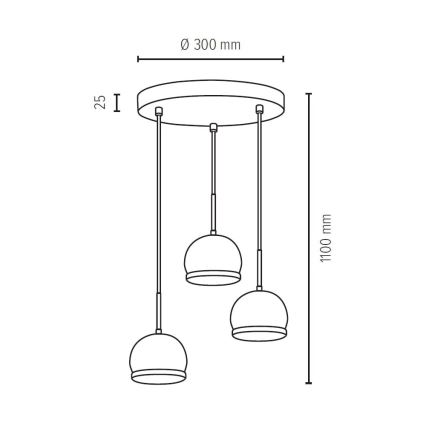 LED Lustr na lanku BALL WOOD 3xGU10/5W/230V dub – FSC certifikováno