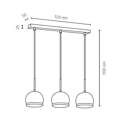LED Lustr na lanku BALL WOOD 3xGU10/5W/230V