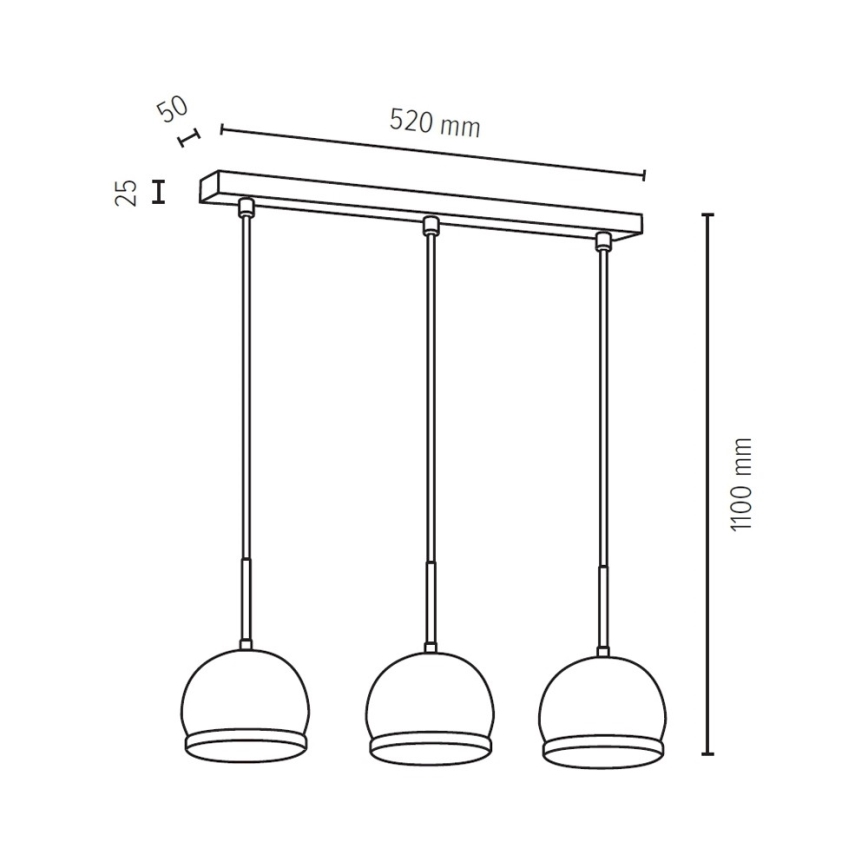 LED Lustr na lanku BALL WOOD 3xGU10/5W/230V