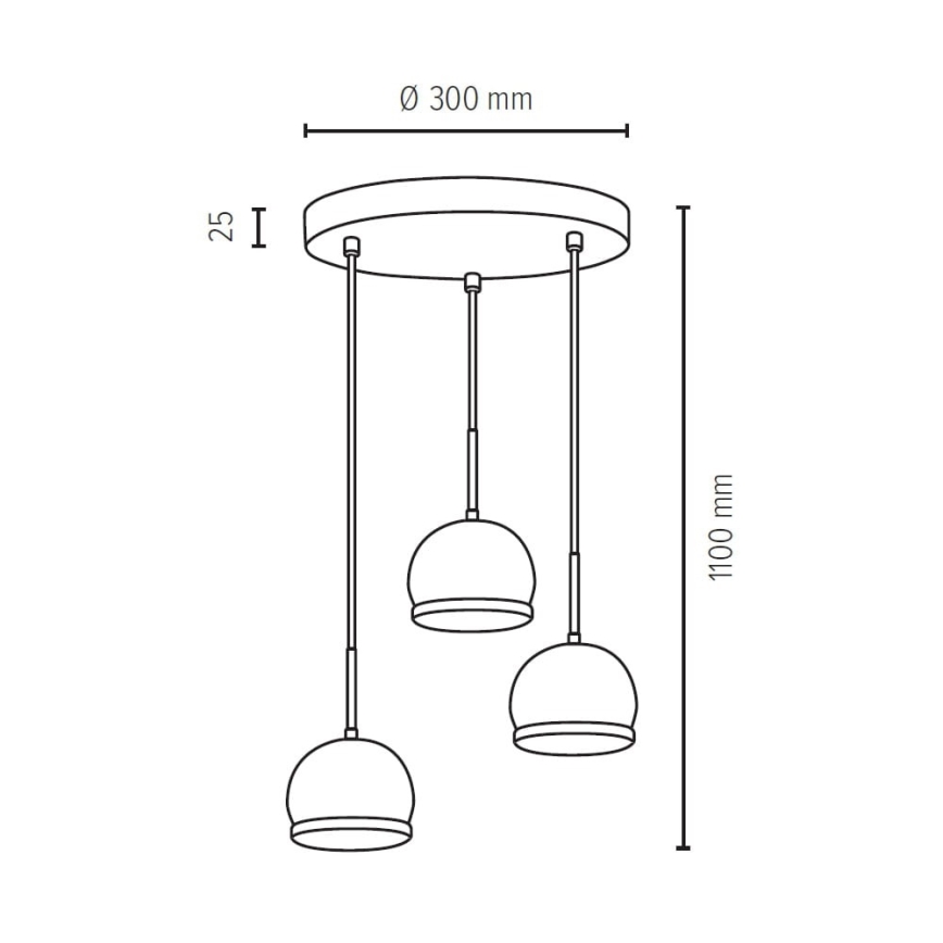 LED Lustr na lanku BALL WOOD 3xGU10/5W/230V dub