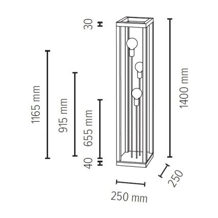 Stojací lampa KAGO 3xE27/60W/230V matný dub