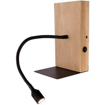 LED Nástěnné svítidlo LECTOR LED/2,5W/230V USB dub