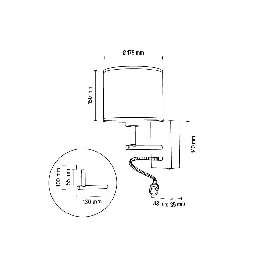 Flexibilní svítidlo BOHO 1xE27/25W + LED/1W/230V dub