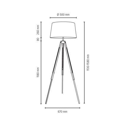 Stojací lampa TRIPOD 1xE27/60W/230V buk