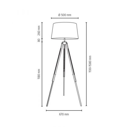 Stojací lampa TRIPOD 1xE27/60W/230V buk