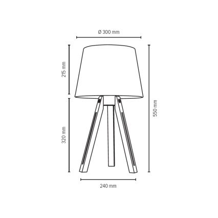Stolní lampa TRIPOD 1xE27/40W/230V dub