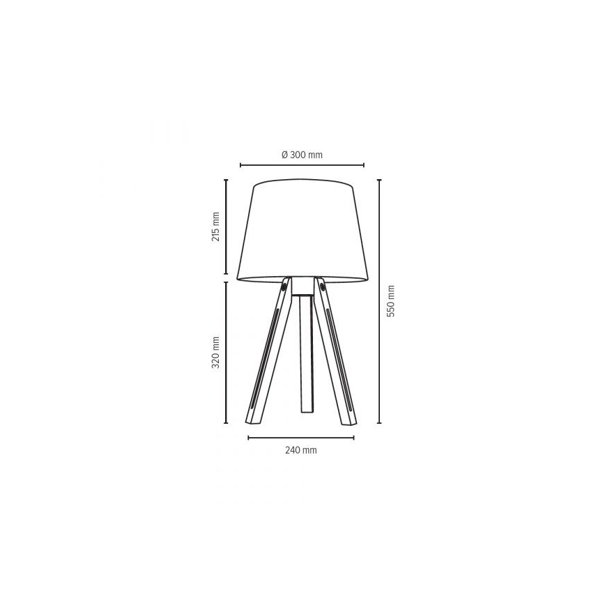 Stolní lampa TRIPOD 1xE27/40W/230V buk
