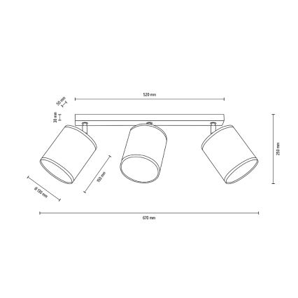 Stropní bodové svítidlo BOHO 3xE27/25W/230V dub – FSC certifikováno