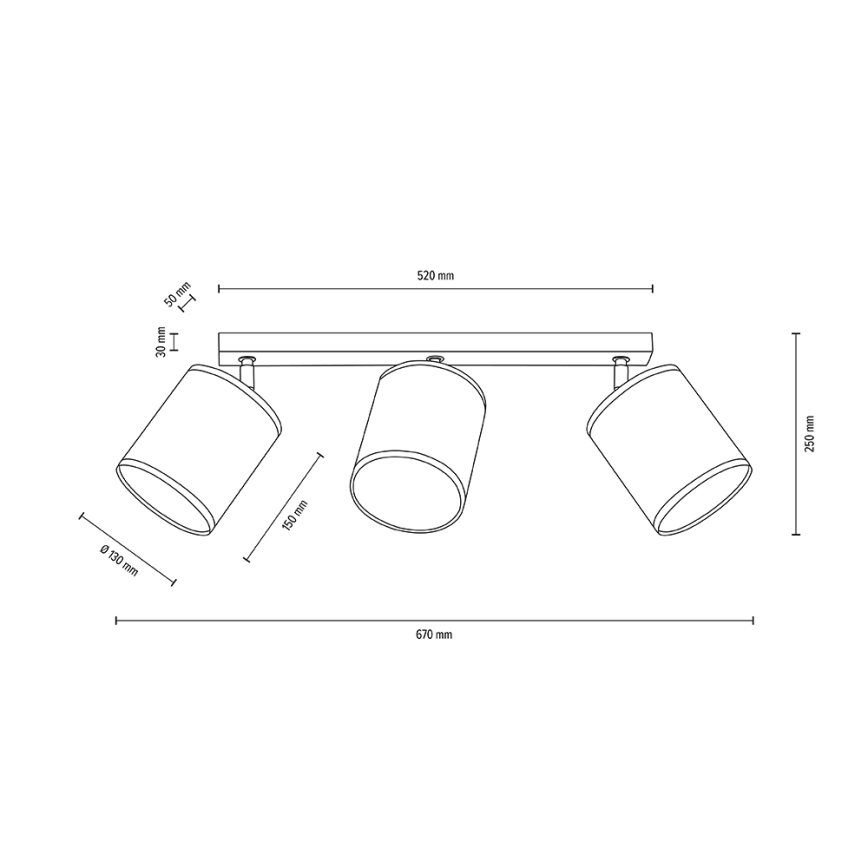 Stropní bodové svítidlo BOHO 3xE27/25W/230V dub – FSC certifikováno