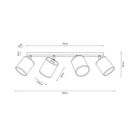 Stropní bodové svítidlo BOHO 4xE27/25W/230V dub – FSC certifikováno