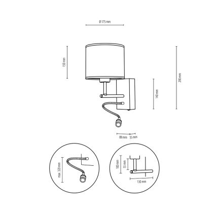 LED Nástěnná lampa BOHO 1xE27/25W/230V + LED/1W/230V dub – FSC certifikováno