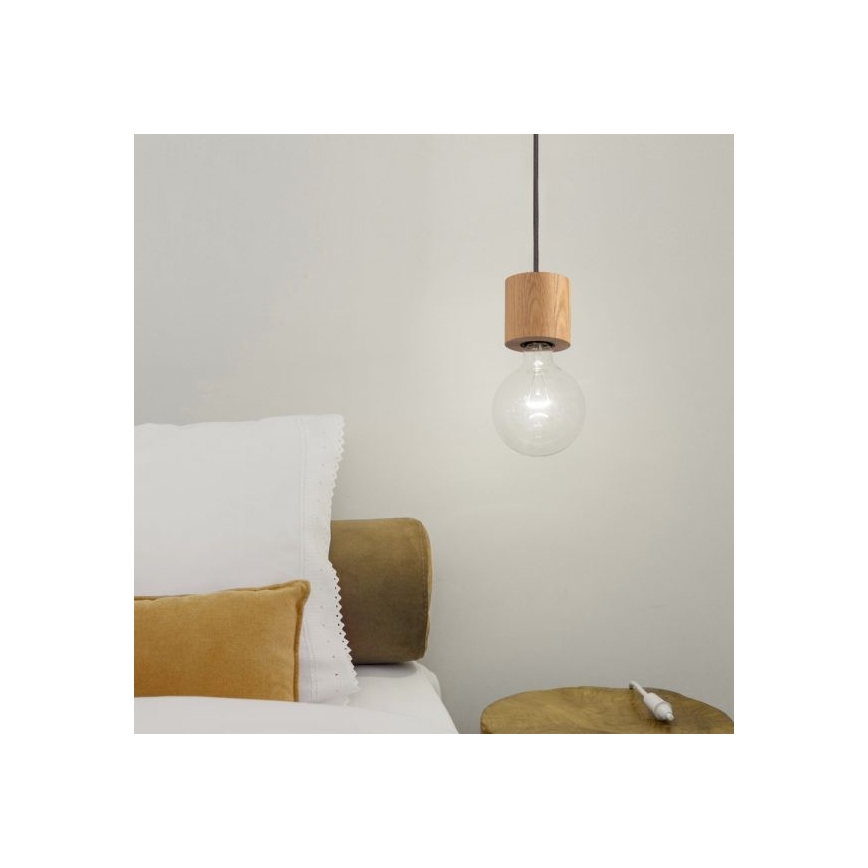 Lustr na lanku TRONGO 1xE27/60W/230V matný dub