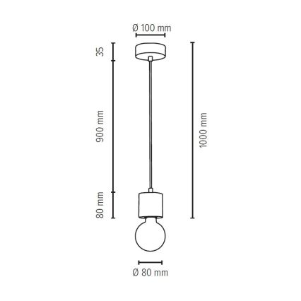 Lustr na lanku STRONG 1xE27/60W/230V beton
