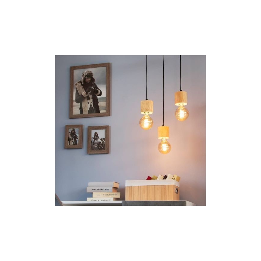 Lustr na lanku PINO 3xE27/60W/230V borovice