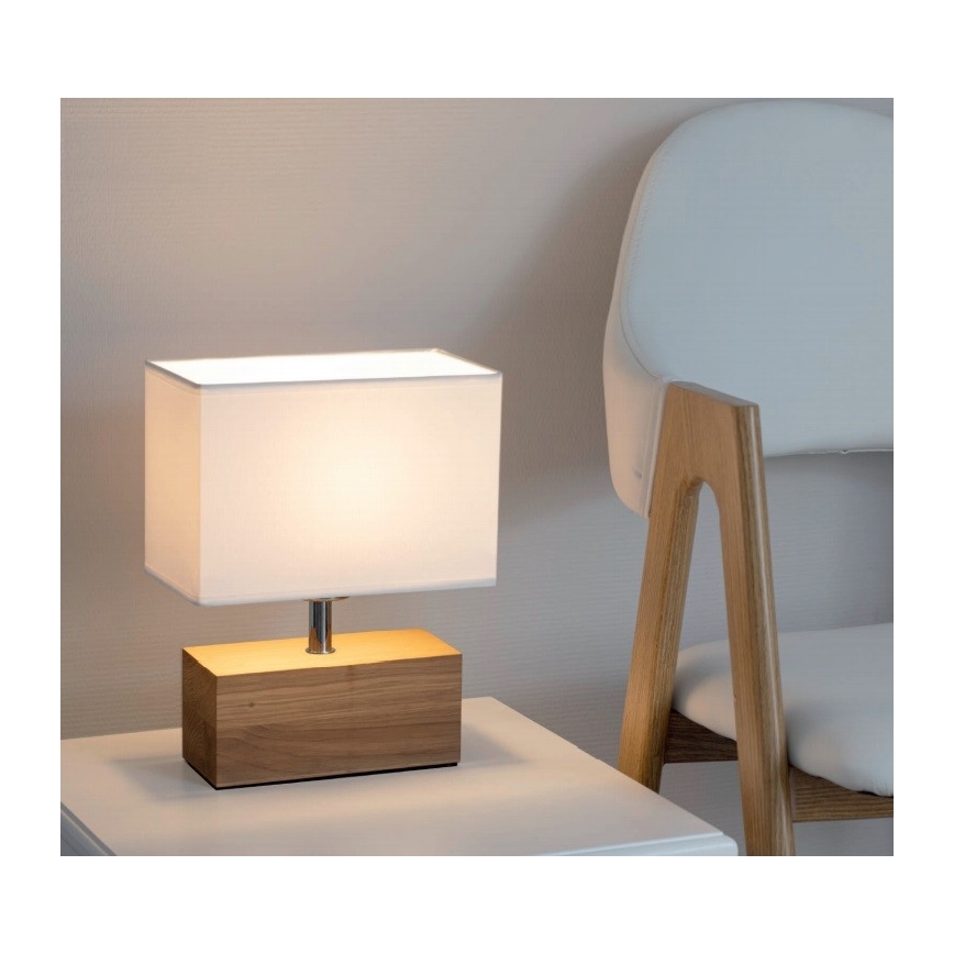 Stolní lampa THEO 1xE27/25W/230V dub – FSC certifikováno