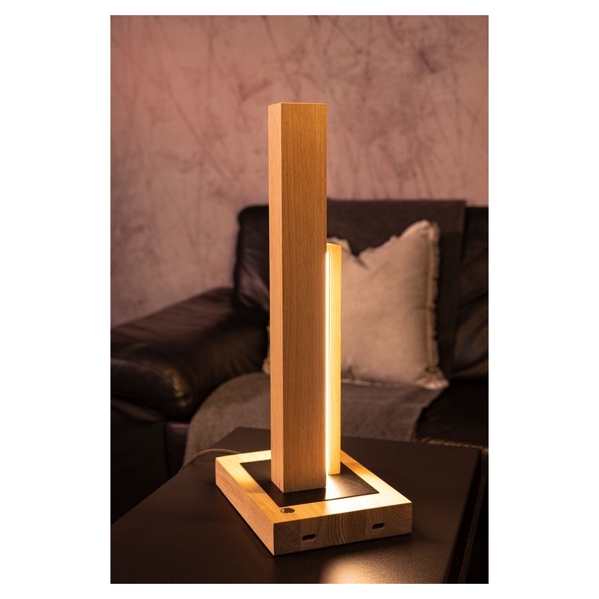 LED Stmívatelná stolní lampa SOHO BLACK LED/10W/230V 45 cm dub