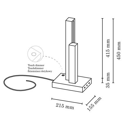 LED Stmívatelná stolní lampa SOHO BLACK LED/10W/230V 45 cm dub