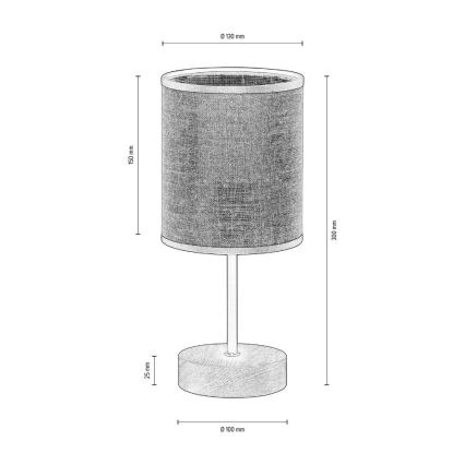 Stolní lampa NEGRO 1xE27/25W/230V dub – FSC certifikováno