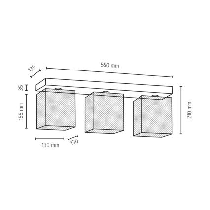 Stropní svítidlo GITTAN 3xE27/25W/230V beton