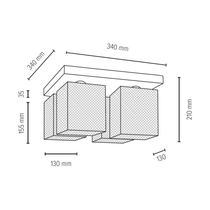 Stropní svítidlo GITTAN 4xE27/25W/230V beton
