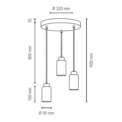 Lustr na lanku KARLA 3xE27/60W/230V beton – FSC certifikováno