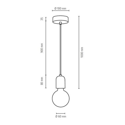 Lustr na lanku AMORY 1xE27/60W/230V beton