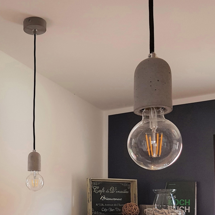 Lustr na lanku AMORY 1xE27/60W/230V beton