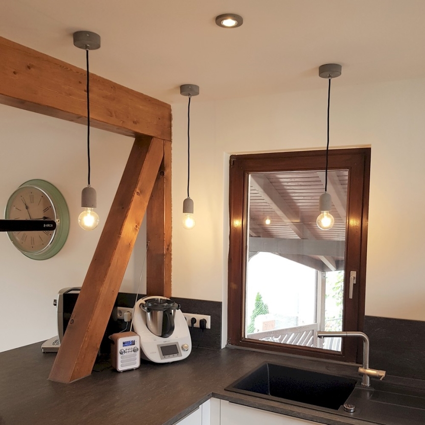 Lustr na lanku AMORY 1xE27/60W/230V beton