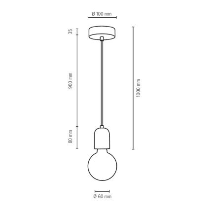 Lustr na lanku AMORY 1xE27/60W/230V beton