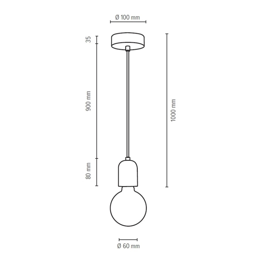 Lustr na lanku AMORY 1xE27/60W/230V beton