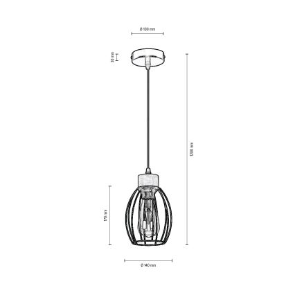 Lustr na lanku GUNNAR 1xE27/60W/230V dub – FSC certifikováno