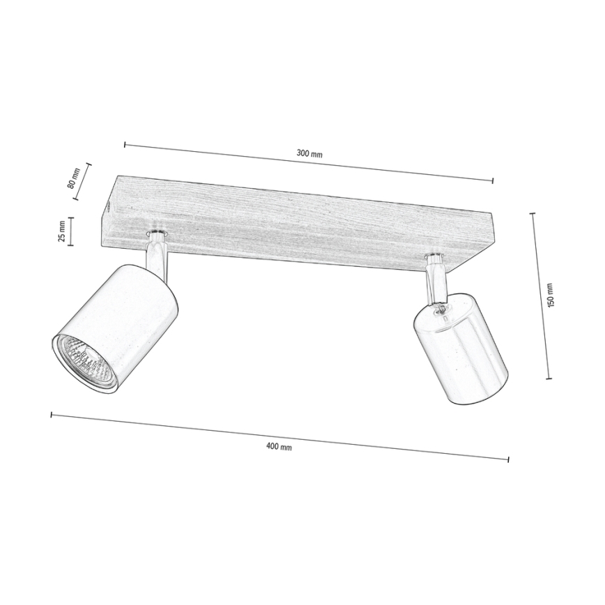 Stropní bodové svítidlo MANARA  2xGU10/5W/230V borovice – FSC certifikováno