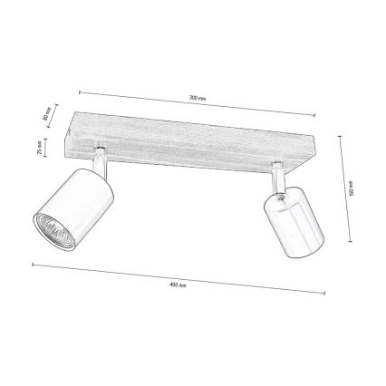 Stropní bodové svítidlo MANARA  2xGU10/5W/230V ořech – FSC certifikováno