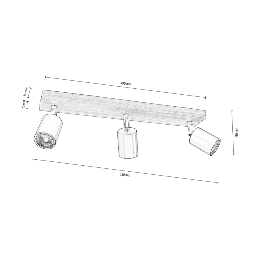 Stropní bodové svítidlo MANARA  3xGU10/5W/230V borovice – FSC certifikováno