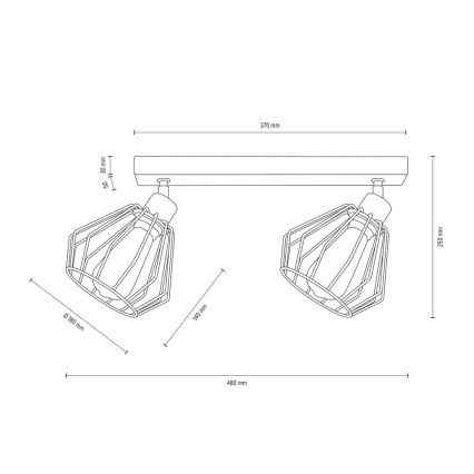 Stropní bodové svítidlo VENTI 2xE27/15W/230V dub – FSC certifikováno