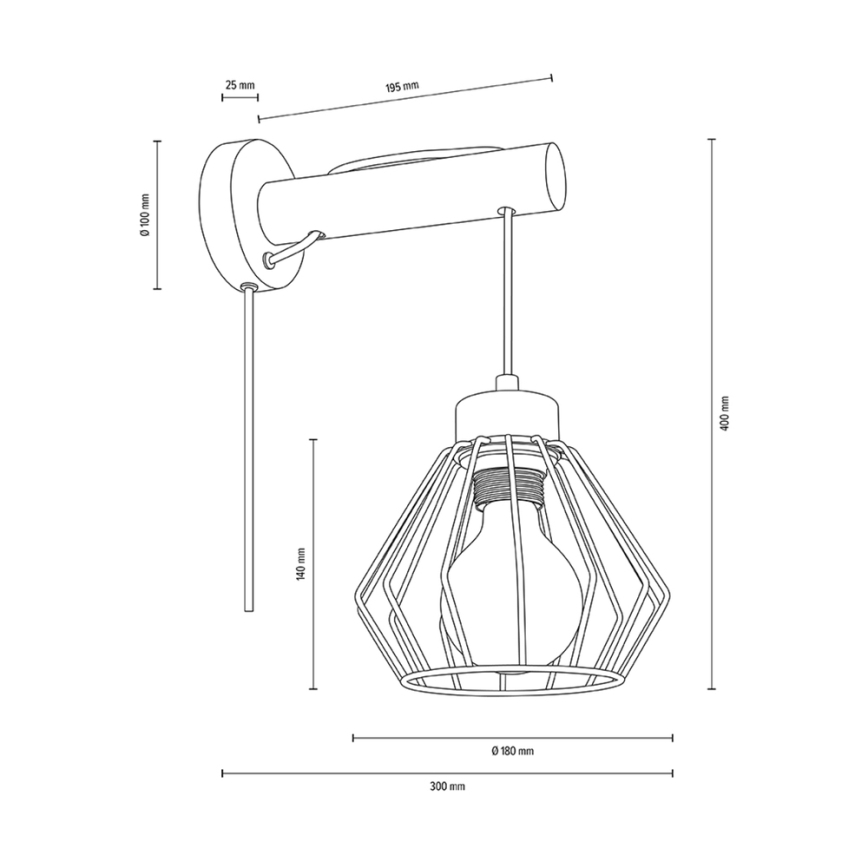 Nástěnná lampa MUG 1xE27/15W/230V borovice