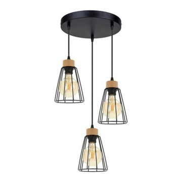 Spot-Light - Lustr na lanku ORAZIO 3xE27/60W/230V dub