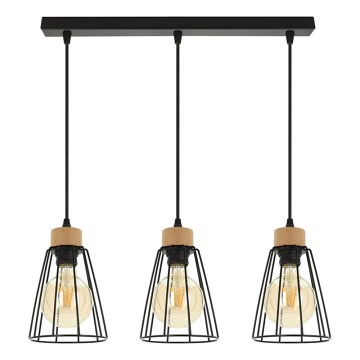 Spot-Light - Lustr na lanku ORAZIO 3xE27/60W/230V dub