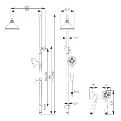 Sprchová sada AEROSKOBING mosaz