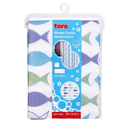 Sprchový závěs TORO PREMIUM 178x199 cm modrá/zelená