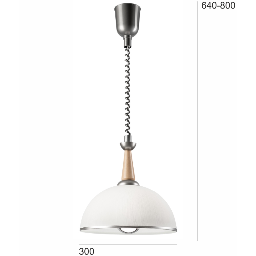 Stahovací lustr CHIARA 1xE27/60W/230V stříbrná/béžová/buk