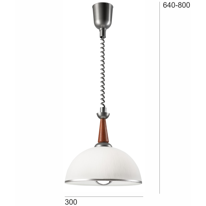 Stahovací lustr CHIARA 1xE27/60W/230V stříbrná/hnědá/buk