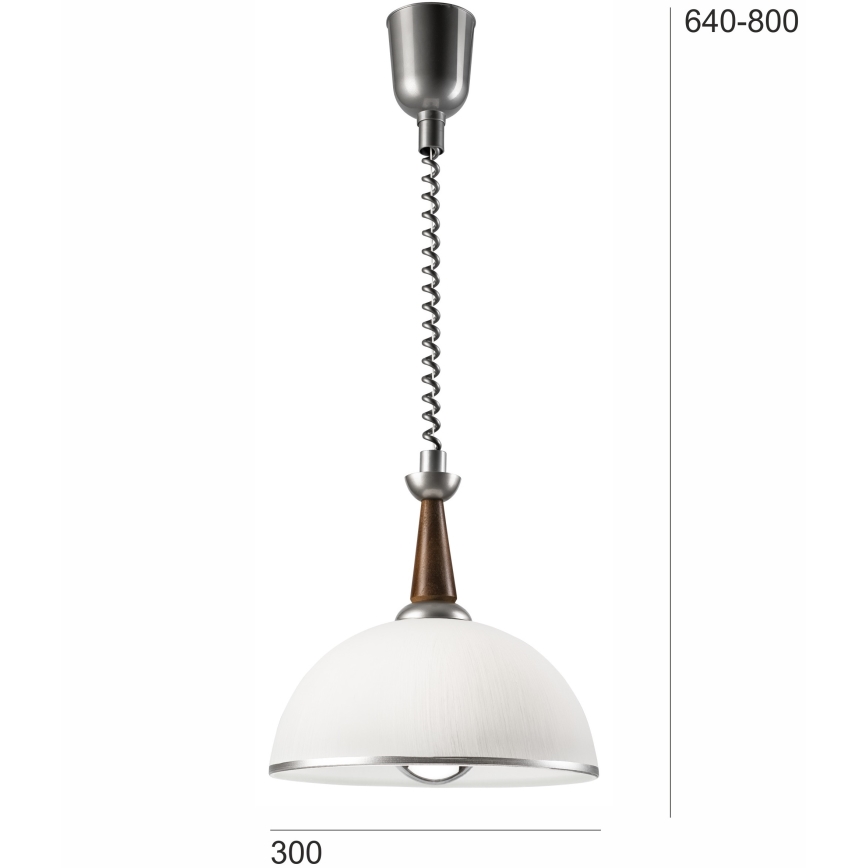 Stahovací lustr CHIARA 1xE27/60W/230V stříbrná/tmavě hnědá/buk
