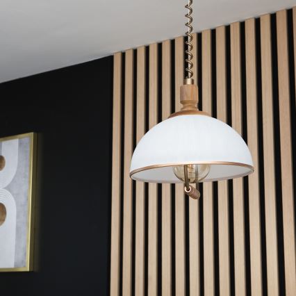 Stahovací lustr RAMONA 1xE27/60W/230V hnědá/bílá/dub