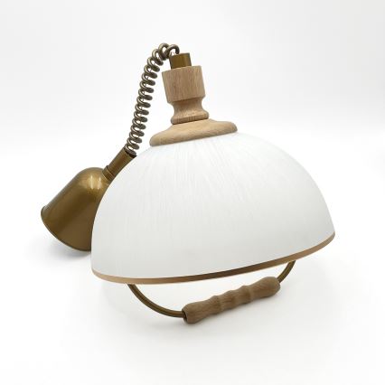 Stahovací lustr RAMONA 1xE27/60W/230V hnědá/bílá/dub