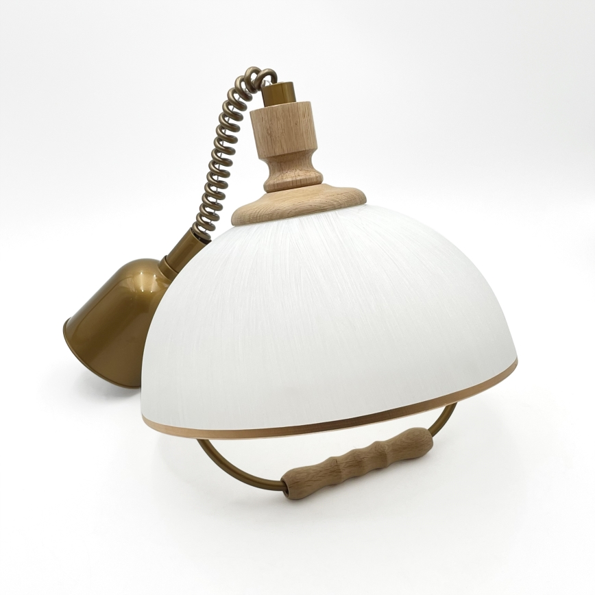 Stahovací lustr RAMONA 1xE27/60W/230V hnědá/bílá/dub