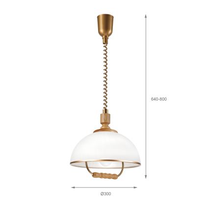 Stahovací lustr RAMONA 1xE27/60W/230V hnědá/bílá/dub