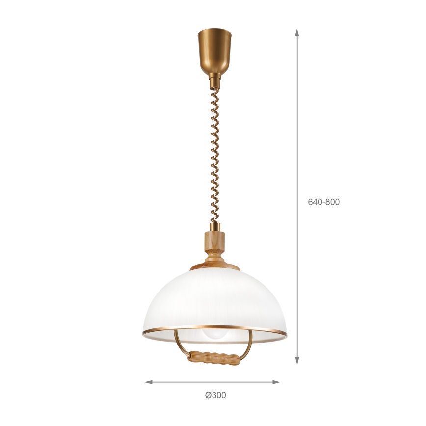 Stahovací lustr RAMONA 1xE27/60W/230V hnědá/bílá/dub