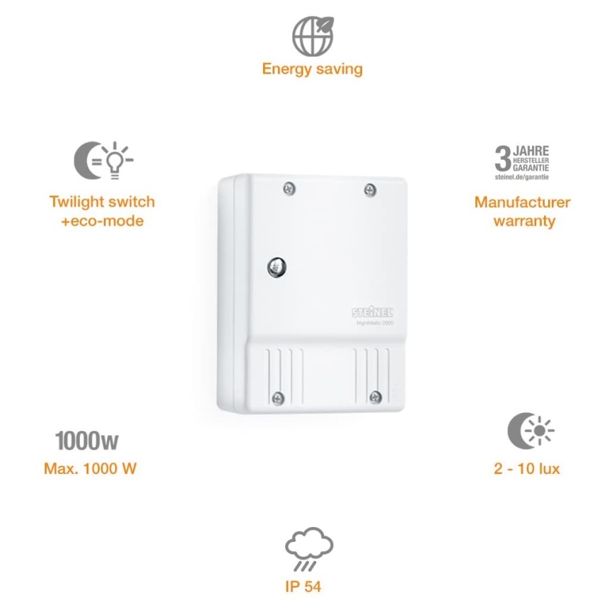STEINEL 550417 - Soumrakový spínač NightMatic 2000 bílá IP54
